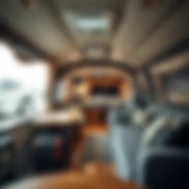 Interior view of a well-equipped RV tent trailer