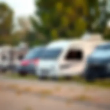 Different models of RV tent trailers lined up for comparison