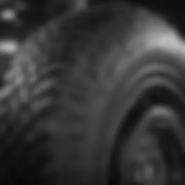 Close-up of a fifteen inch all terrain tire showcasing tread design