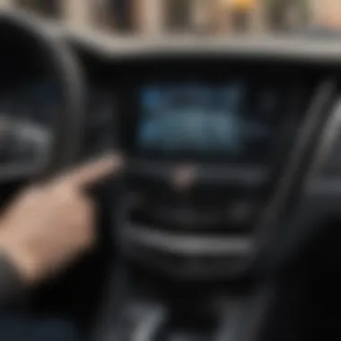 User Interaction with Cadillac Infotainment System Graphic showing a user interacting with the Cadillac Infotainment System while driving.