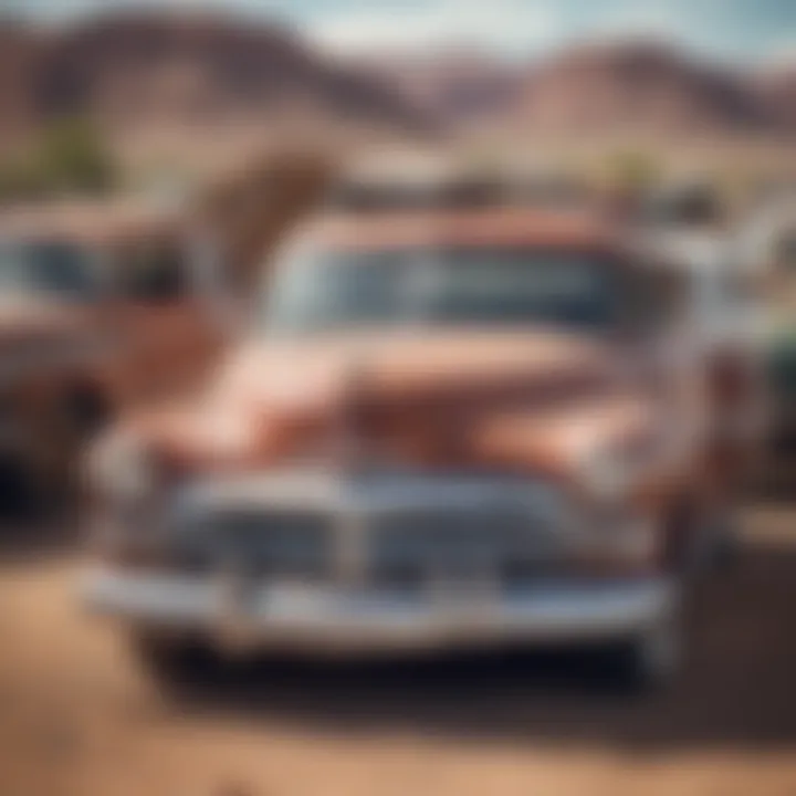 Salvaged vintage vehicles arranged artistically