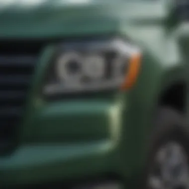 Close-Up of the Forest Green Exterior Finish Detailed close-up of the truck's exterior finish