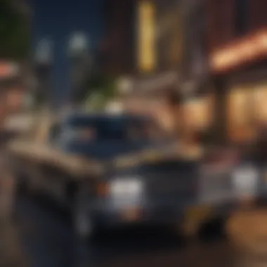 Lowrider Limousine in Urban Environment An engaging lowrider limousine cruising through a cityscape, showcasing its cultural relevance