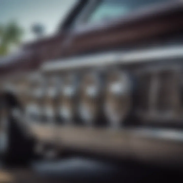 Detailed close-up of mechanical components in a lowrider limousine, emphasizing engineering expertise