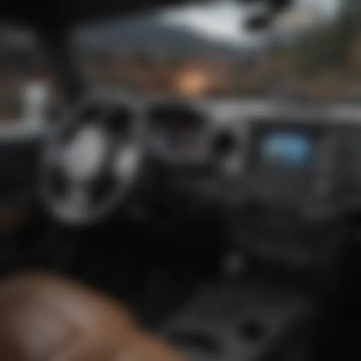 Interior view of Jeep Rubicon Single Cab displaying advanced technology features