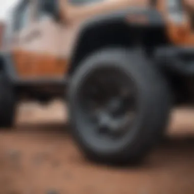 Advanced Suspension System of Jeep Wrangler Close-up of Jeep Wrangler’s advanced suspension system designed for off-roading
