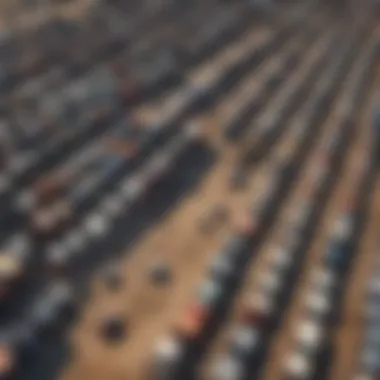Aerial view of a junkyard in Santa Fe Springs