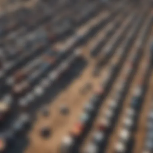 Aerial view of a junkyard in Santa Fe Springs