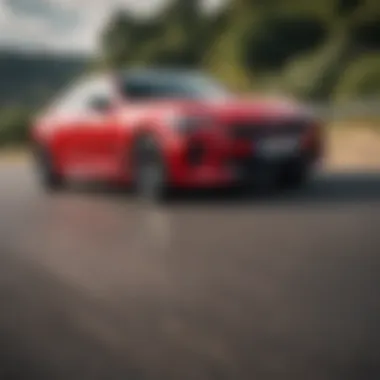 Dynamic Driving Experience of Kia Stinger GT RWD Kia Stinger GT RWD on the road demonstrating its dynamic driving experience.