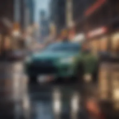 Compact Options for Urban Living A compact car navigating a busy city street, symbolizing efficiency and practicality.