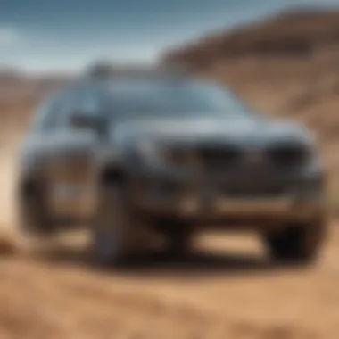 The largest Kia SUV in action on rugged terrain, demonstrating its off-road capabilities.