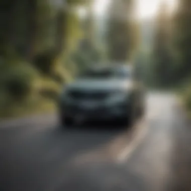 Performance of Small SUVs on Scenic Roads A small SUV navigating a scenic road, emphasizing its performance capabilities.