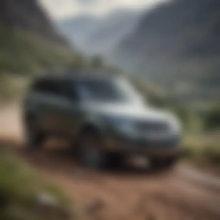 Range Rover in action on rugged terrain demonstrating performance