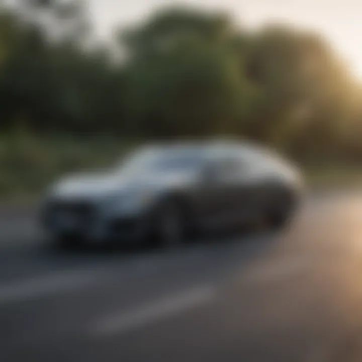 Dynamic driving shot of the Rlx Sport Hybrid on the road