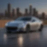 Sleek profile of the Subaru BRZ against the Los Angeles skyline