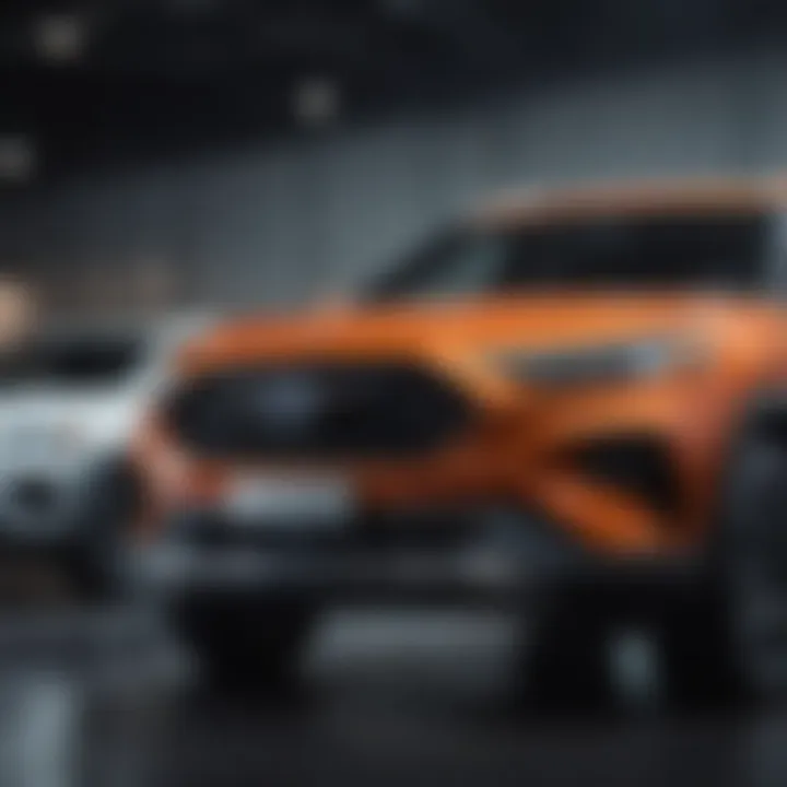 A diverse array of SUVs displayed at an automotive show, highlighting market variety.
