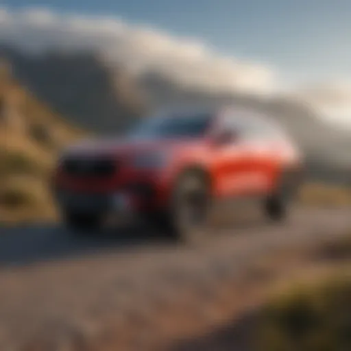 A sleek SUV parked on a scenic overlook