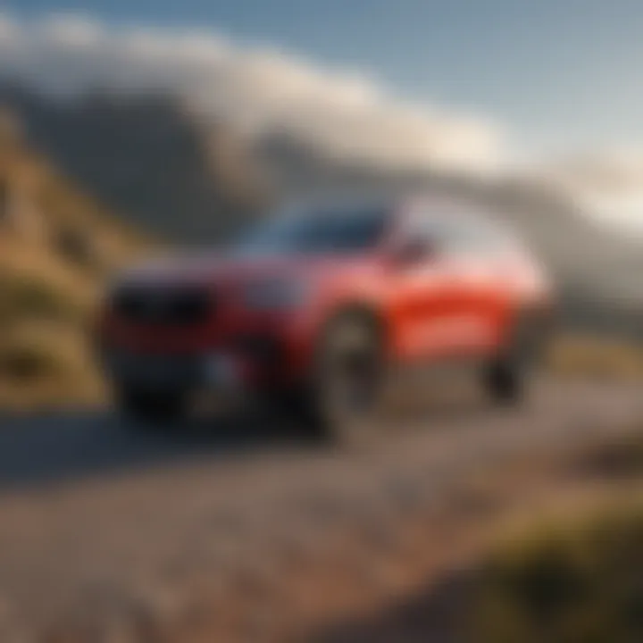 A sleek SUV parked on a scenic overlook