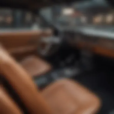 Innovative Interiors: Technology in Restomod Cuda An interior view of a restomod Cuda, highlighting advanced technology integrated into classic design.