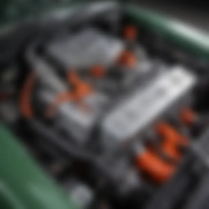 A detailed shot of the engine bay in a restomod Cuda, showcasing performance enhancements.