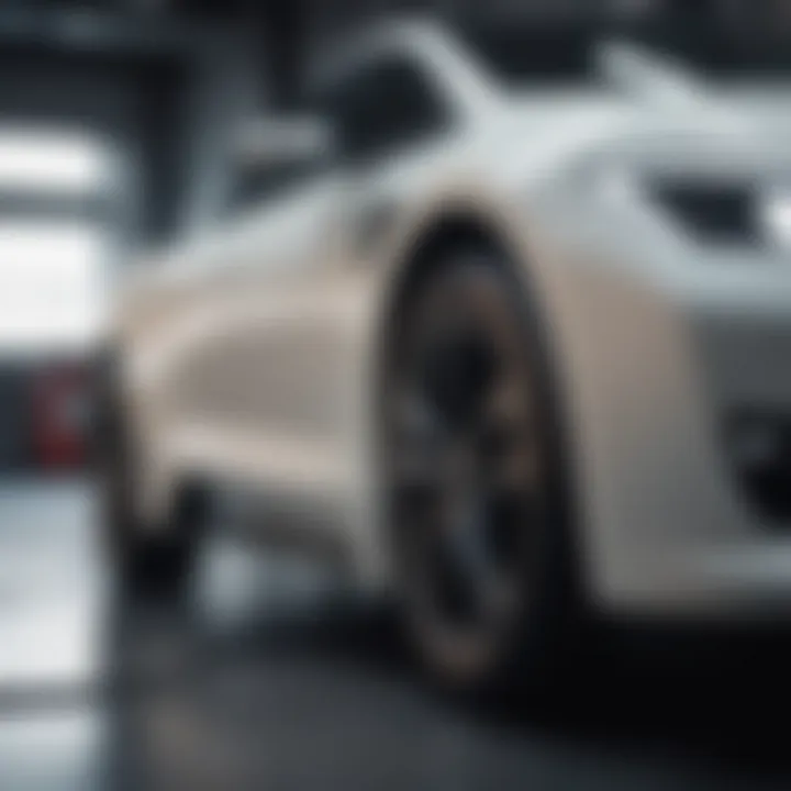A close-up of an electric vehicle charging, symbolizing advancements in automotive technology