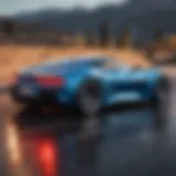 A sleek high-performance sports car in motion showcasing its aerodynamic design