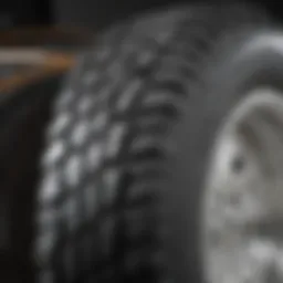 Close-up view of the tread pattern on the Toyo MT tire showcasing its rugged design.