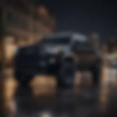 Elegant Black Toyota Tacoma TRD Off-Road Elegant black Toyota Tacoma TRD Off-Road showcased under city lights