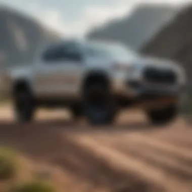 Sleek Silver Toyota Tacoma TRD Off-Road Sleek silver Toyota Tacoma TRD Off-Road on a rugged terrain