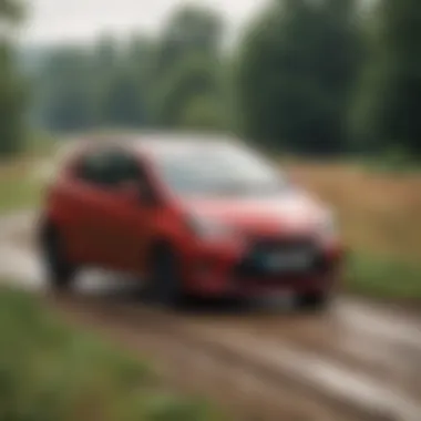 Toyota Yaris AWD navigating through a rural landscape