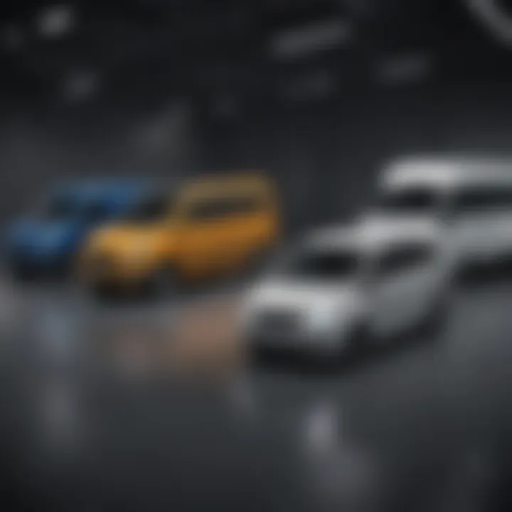 A lineup of various transit vans showcasing their unique designs and sizes.