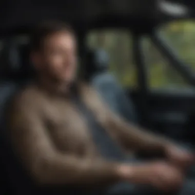 Driver in a Comfortable Position in a Wide SUV Seat Driver comfortably positioned in spacious SUV seat