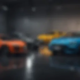 Various car types lined up for selection
