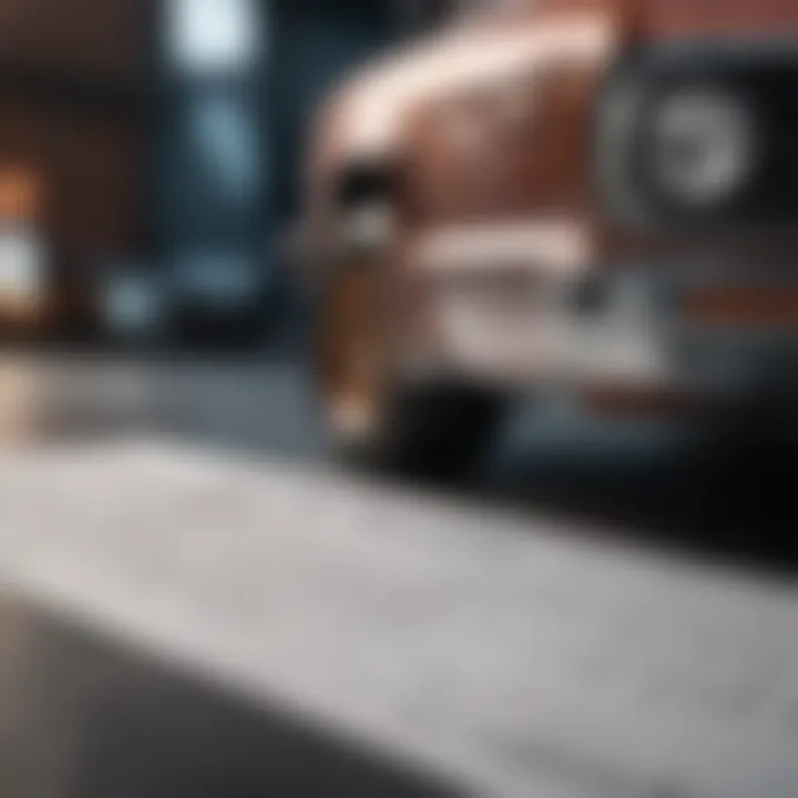 Close-up of a warranty policy document with vehicle details