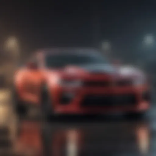 Front view showcasing the aggressive stance of the four-door Chevrolet Camaro
