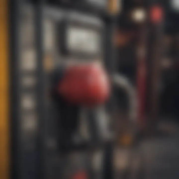 A close-up of an old gasoline pump showcasing vintage design elements.