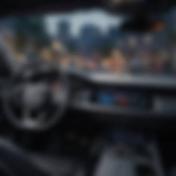 Advanced automotive technology features in a modern vehicle dashboard.