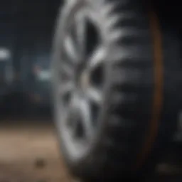 Close-up view of the Geolandar AT tire tread showcasing its rugged design