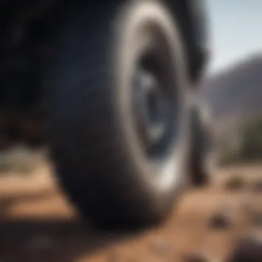 Close-up of Goodyear Grabber tire on all-terrain vehicle