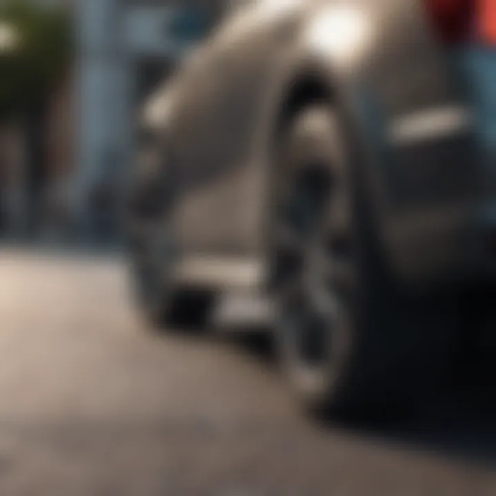 Vehicle exterior featuring high positive offset wheels enhancing aesthetics