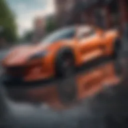 Sleek design of a high-rated sports car