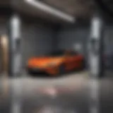 Modern home EV fast charging station installed in a garage