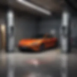 Modern home EV fast charging station installed in a garage