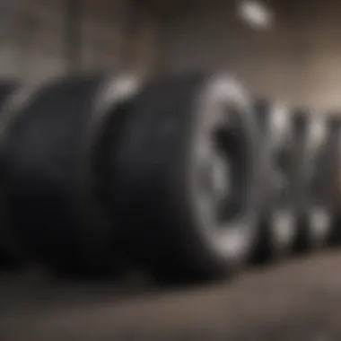 Selection of various truck tire types displayed
