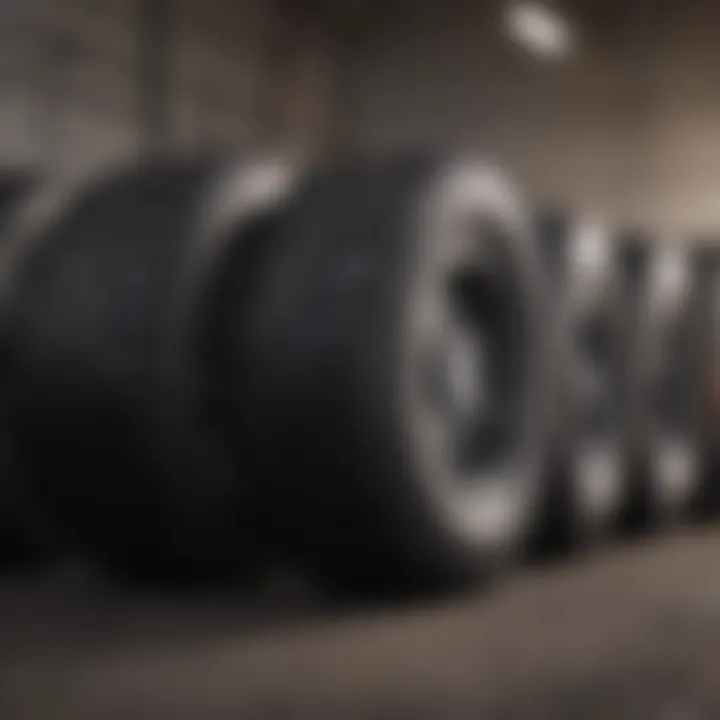 Selection of various truck tire types displayed