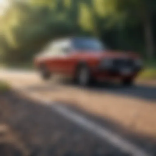 A well-maintained used car parked in a scenic location