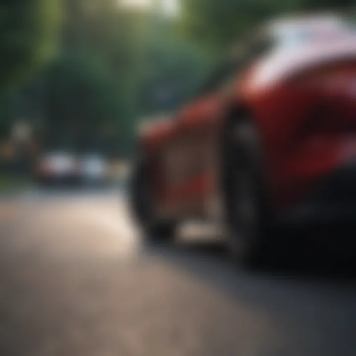 Automobile highlighting safety features and innovative designs