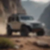 Iconic Jeep model navigating rugged terrain