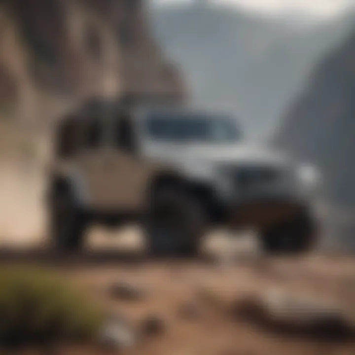 Iconic Jeep model navigating rugged terrain