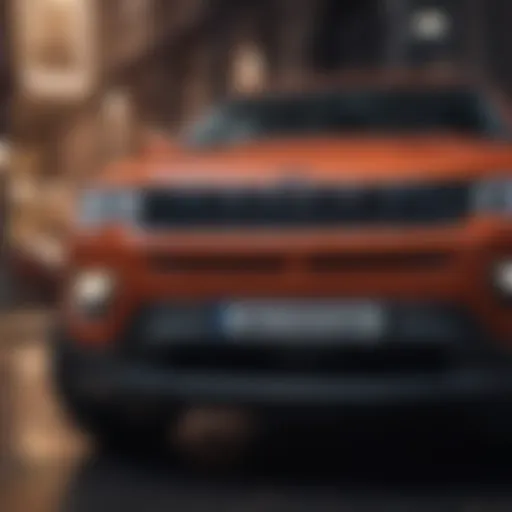 Front view of the Jeep Compass showcasing its bold design and signature grille